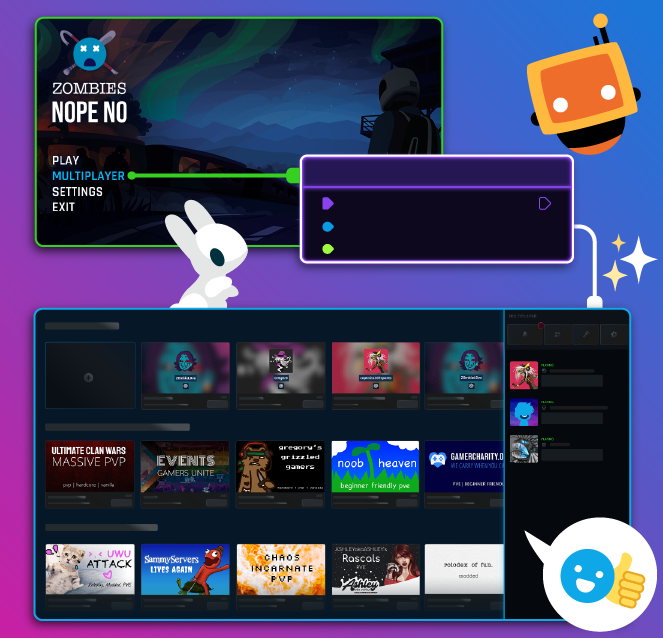 Video game menu with a snap flow to a programable module in a video game IDE and to Nodecraft Studio