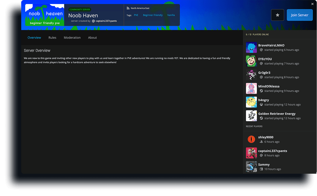 Friendslist showing friends online and offline